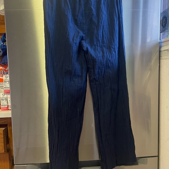 JCrew Drapey Crinkle Cotton Beach Pants Style J1905 Navy Sz XXS. - Picture 3 of 8